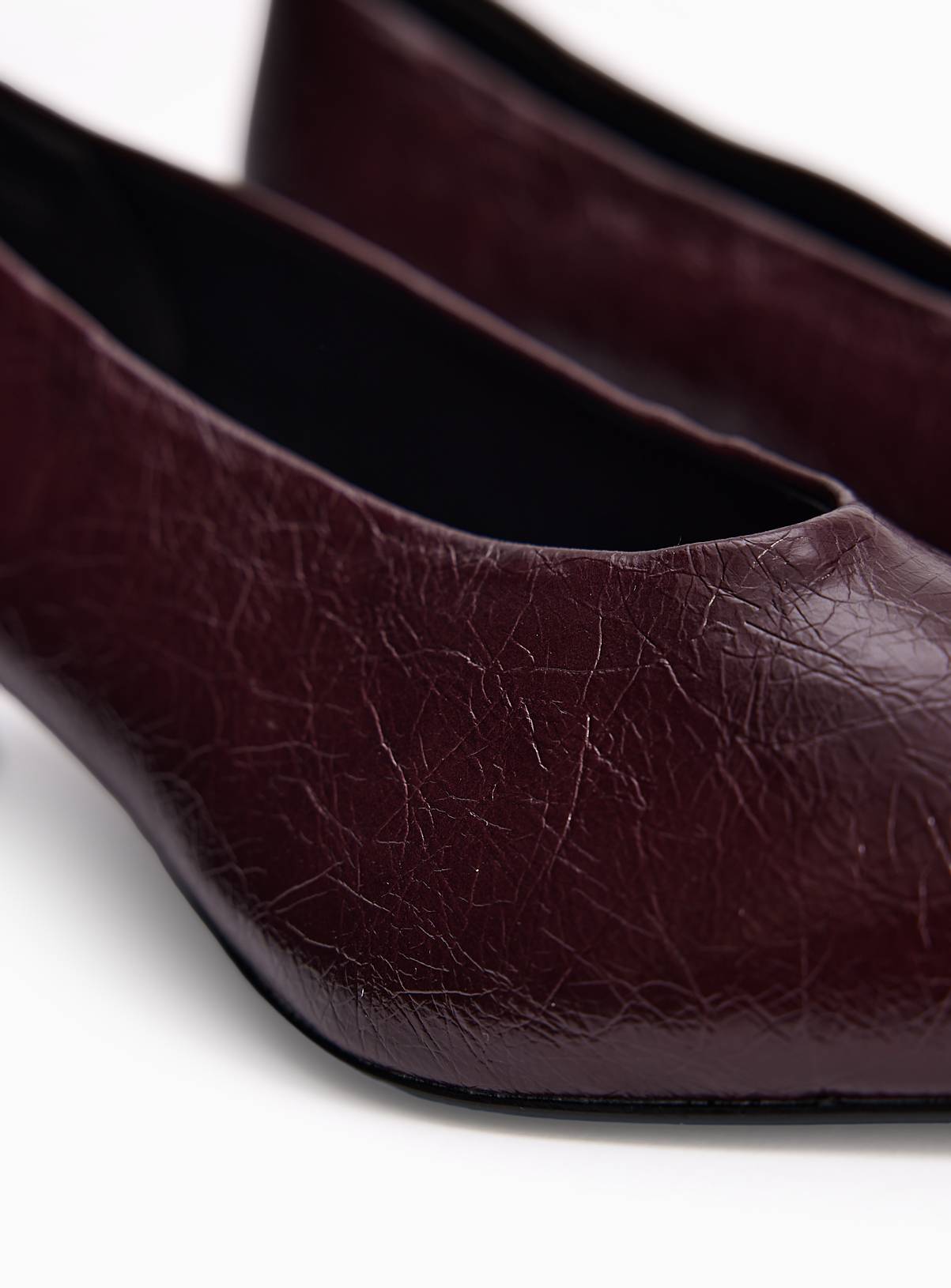 Dark Red Heeled  Pointed Court Shoes 4 - Image 3